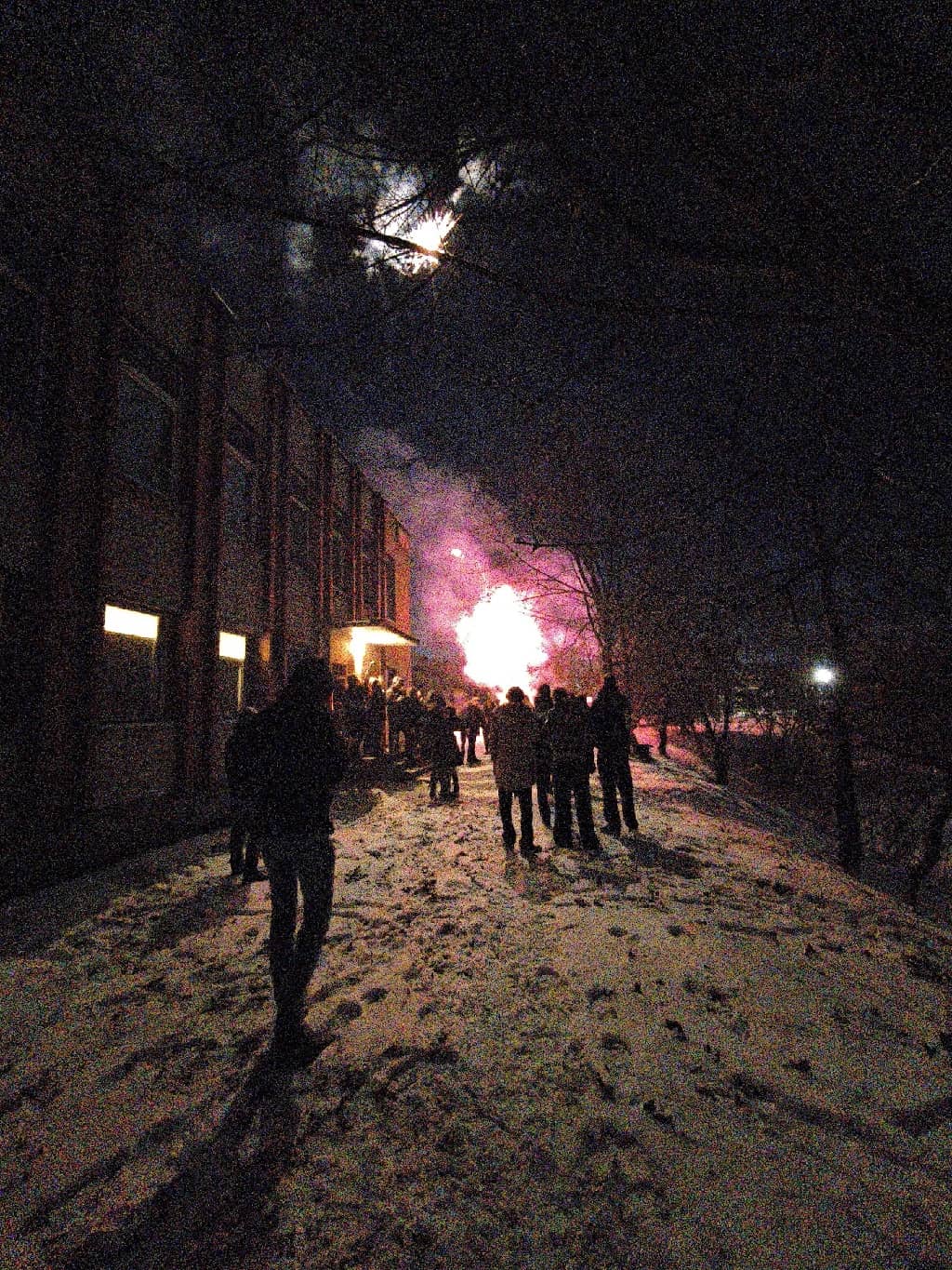 Shooting fireworks outside