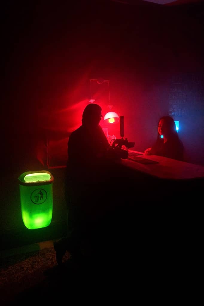 Scene being filmed at the bar