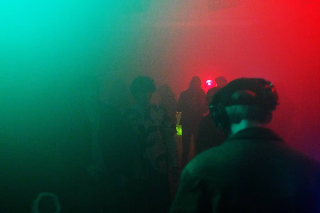 Shot of the dance floor behind the DJ